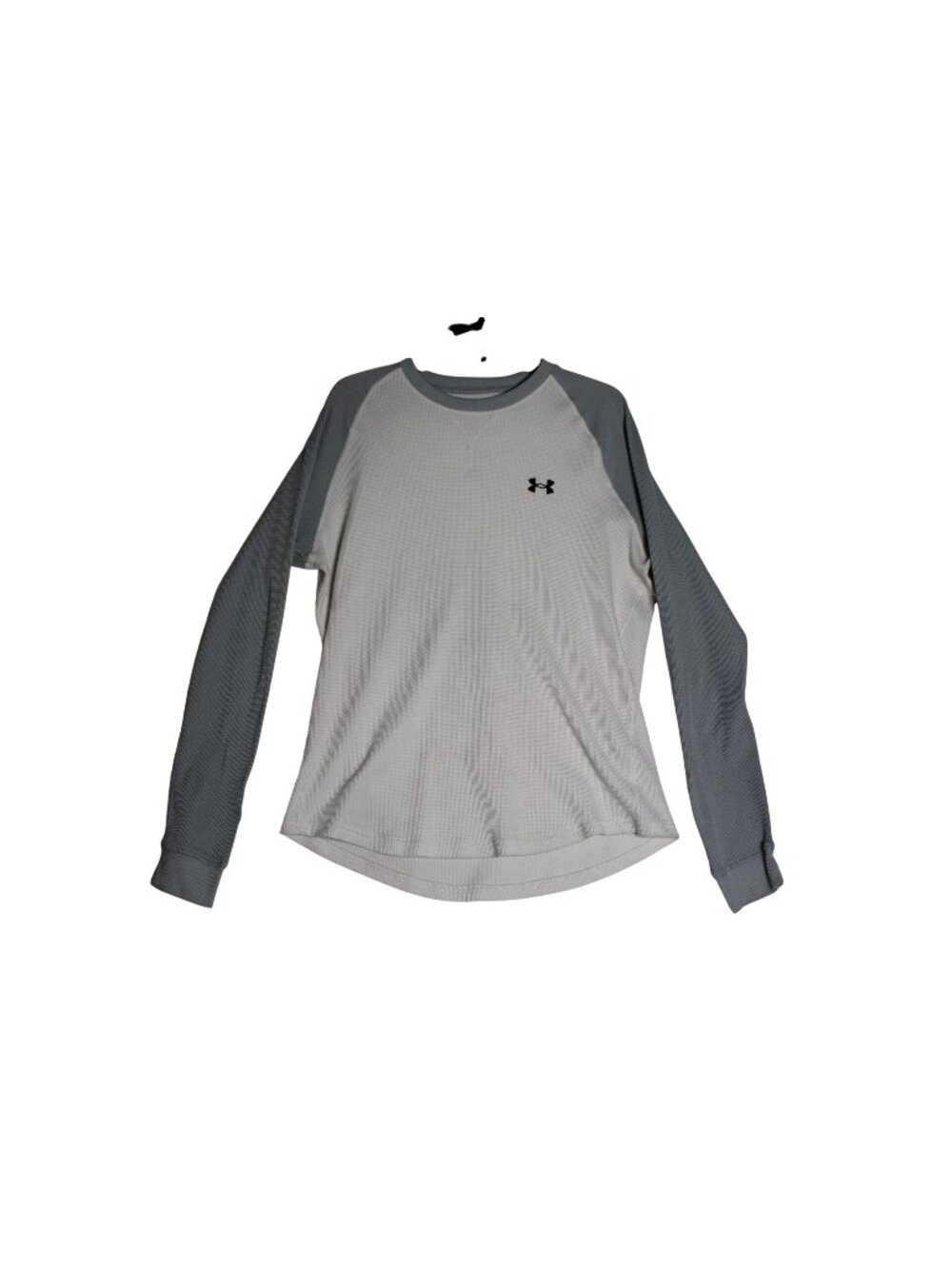 Under Armour UA L/S Waffle Knit Thermal Gray White Shirt Men's Large